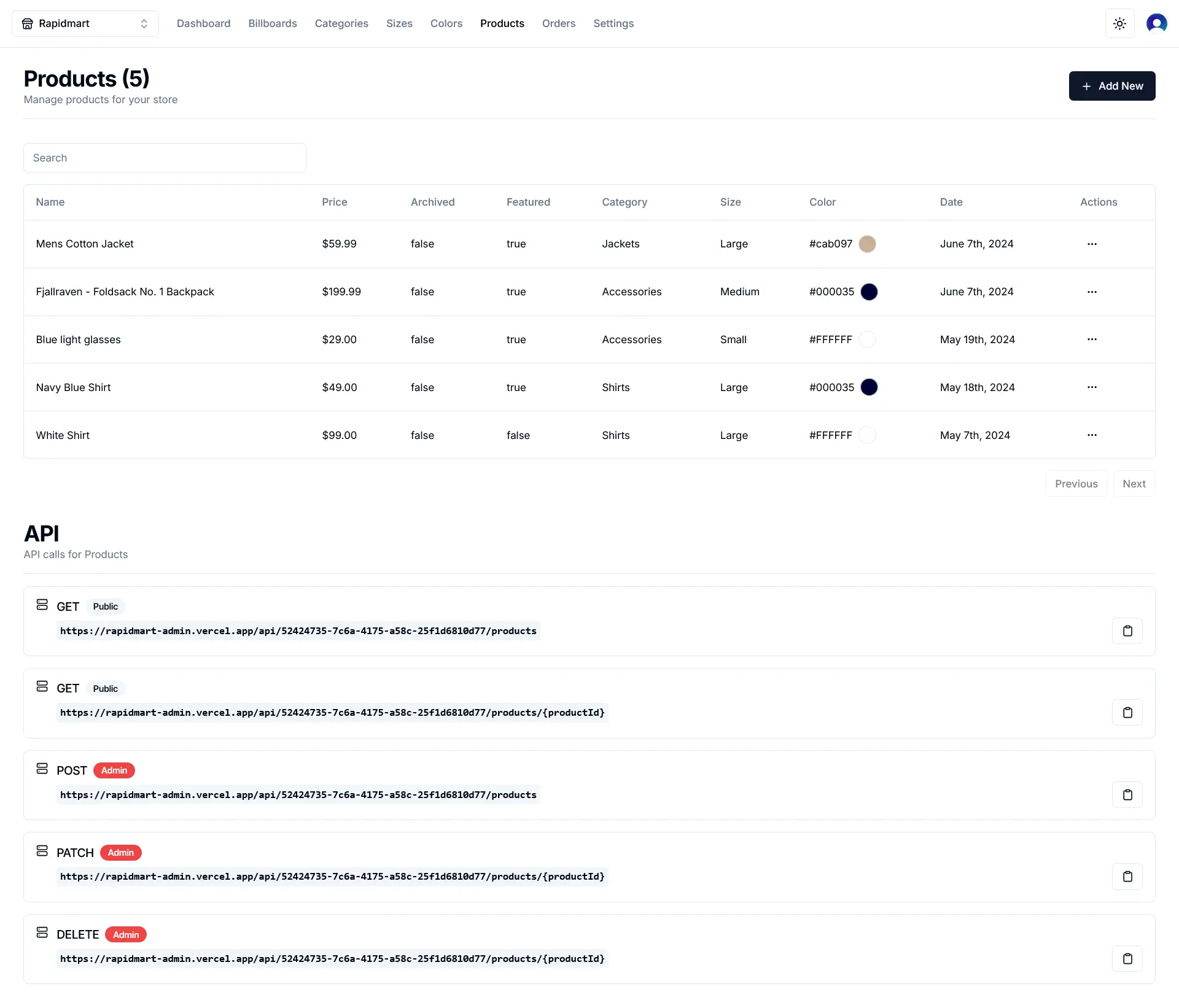 Rapidmart Admin